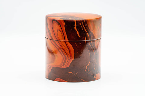Japanese Chazutsu - Marbled Red Lacquer Tea Canister - 200ml