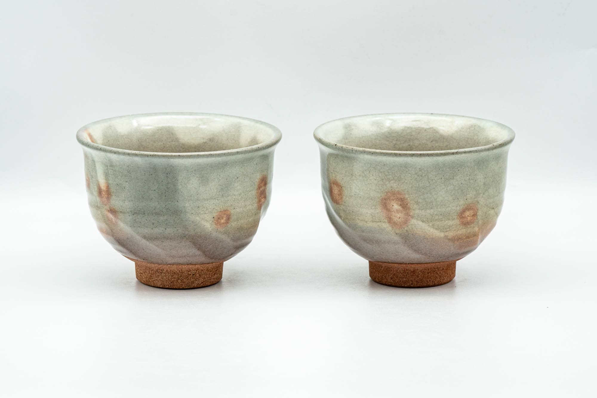 Japanese Teacups - Pair of Beige Pink Gohonte Hagi-yaki Yunomi - 170ml