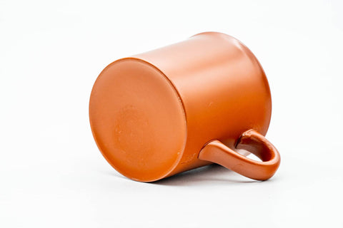 Japanese Teacup - White Inner-Glazed Red Shudei Tokoname-yaki Ushirode Yunomi with Chataku Tea Saucer - 100ml