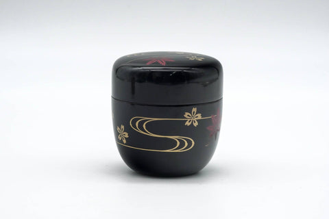 Japanese Canister - Autumn Leaves Black Lacquer Matcha Tea Caddy - 100ml