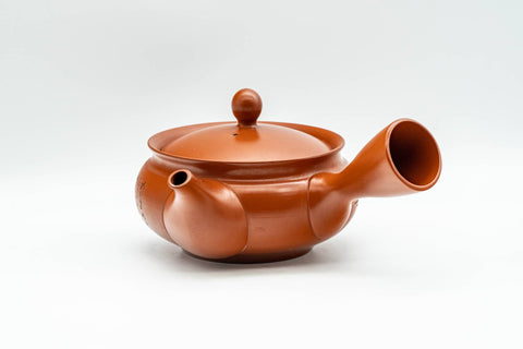 Tezumi — Japanese Kyusu - Collared Kanji Tokoname-yaki Debeso Teapot - 230ml — side view showing the spout