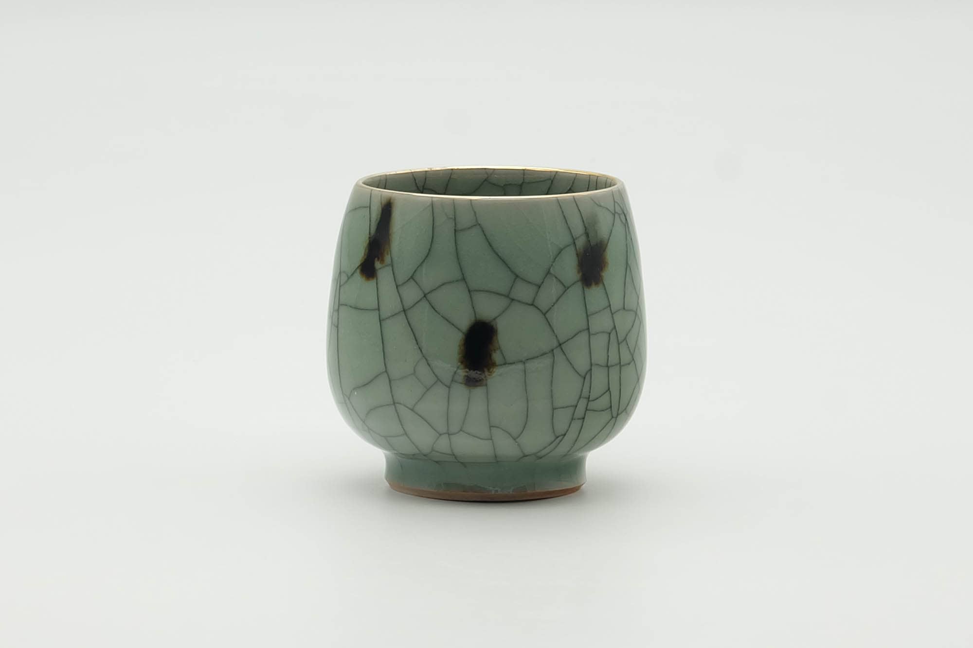 Japanese Teacup - Spotted Green Celadon Glazed Obori Soma-yaki Yunomi - 150ml