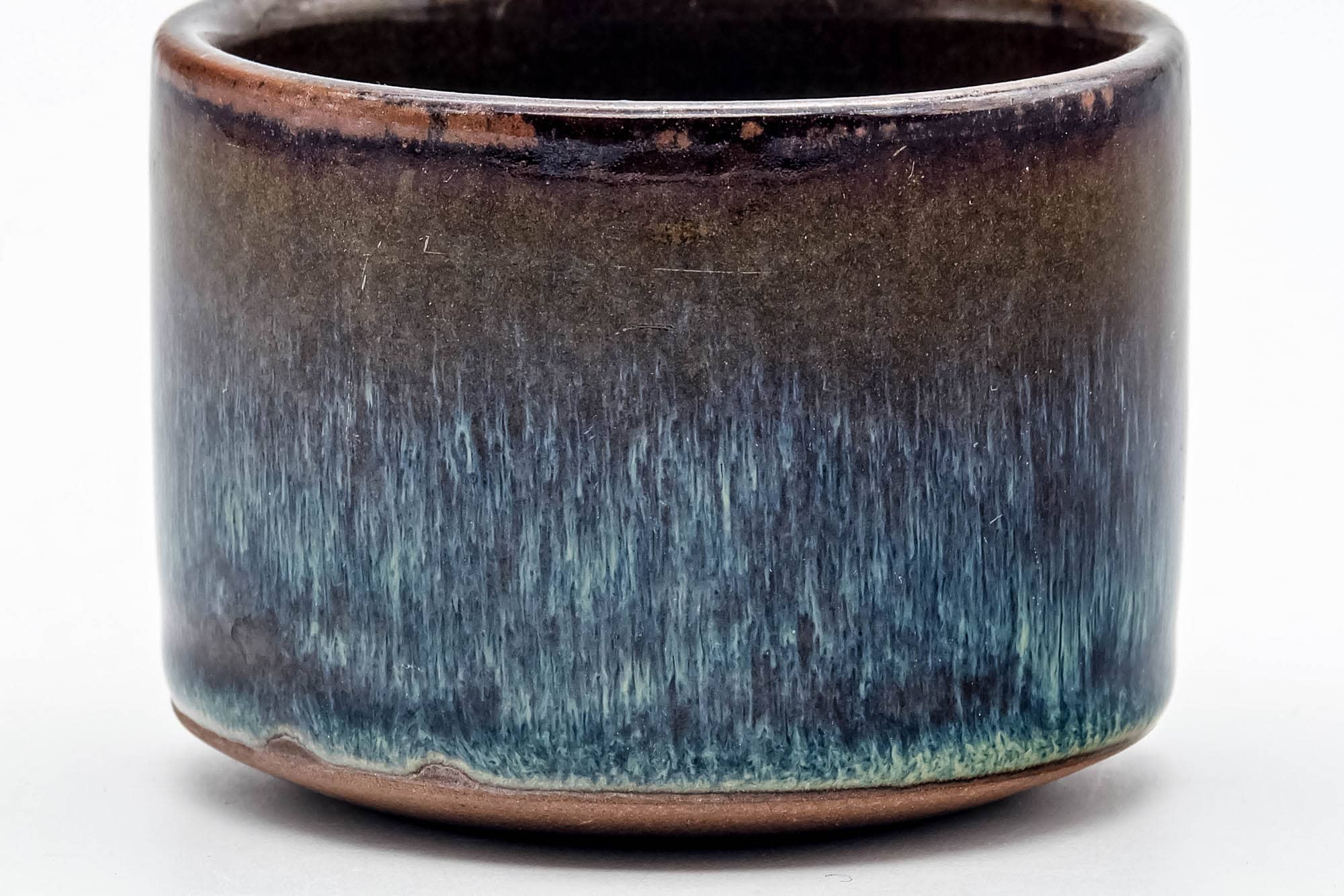 Japanese Teacup - Blue Hare's Fur Glazed Ushirode Yunomi - 140ml