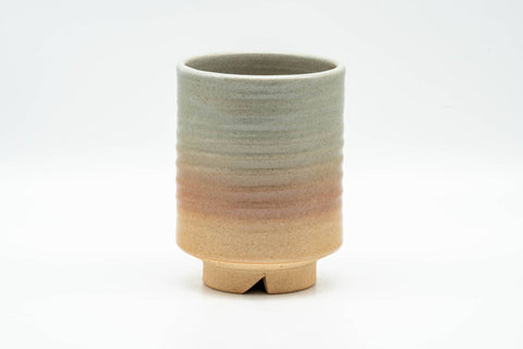 Tezumi — Japanese Teacup - Beige Pink Spiraling Hagi-yaki Yunomi - 160ml — front view