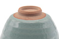 Tezumi — Japanese Matcha Bowl - Green Celadon Glazed Komogai-nari Chawan - 400ml — inverted showing the foot ring