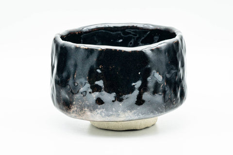 Japanese Matcha Bowl - Jet Black Glazed Wabi-Sabi Chawan - 300ml - Tezumi