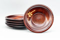 Japanese Chataku - Set of 5 Floral Engraved Red Wood Tea Saucers - Tezumi