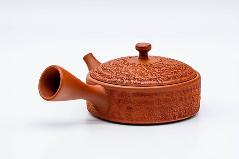Flat Pine Bark Shudei Tokoname Teapot - 140ml