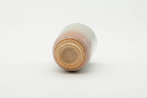 Tezumi — Japanese Teacup - Classic Beige Pink White Drip-Glazed Hagi-yaki Yunomi - 120ml — top-down view of the interior