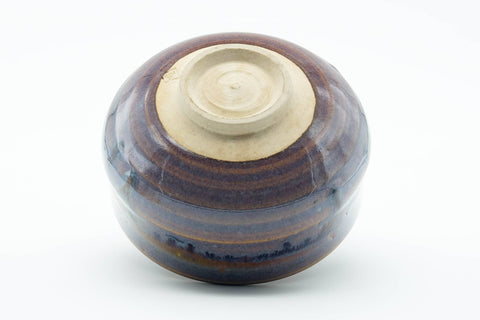 Tezumi — Japanese Matcha Bowl - Blue Purple Drip-Glazed Chawan - 300ml — top-down view of the interior