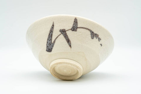 Japanese Matcha Bowl - Long Grass White Shino Glazed Hira-gata Summer Chawan - 150ml - Tezumi