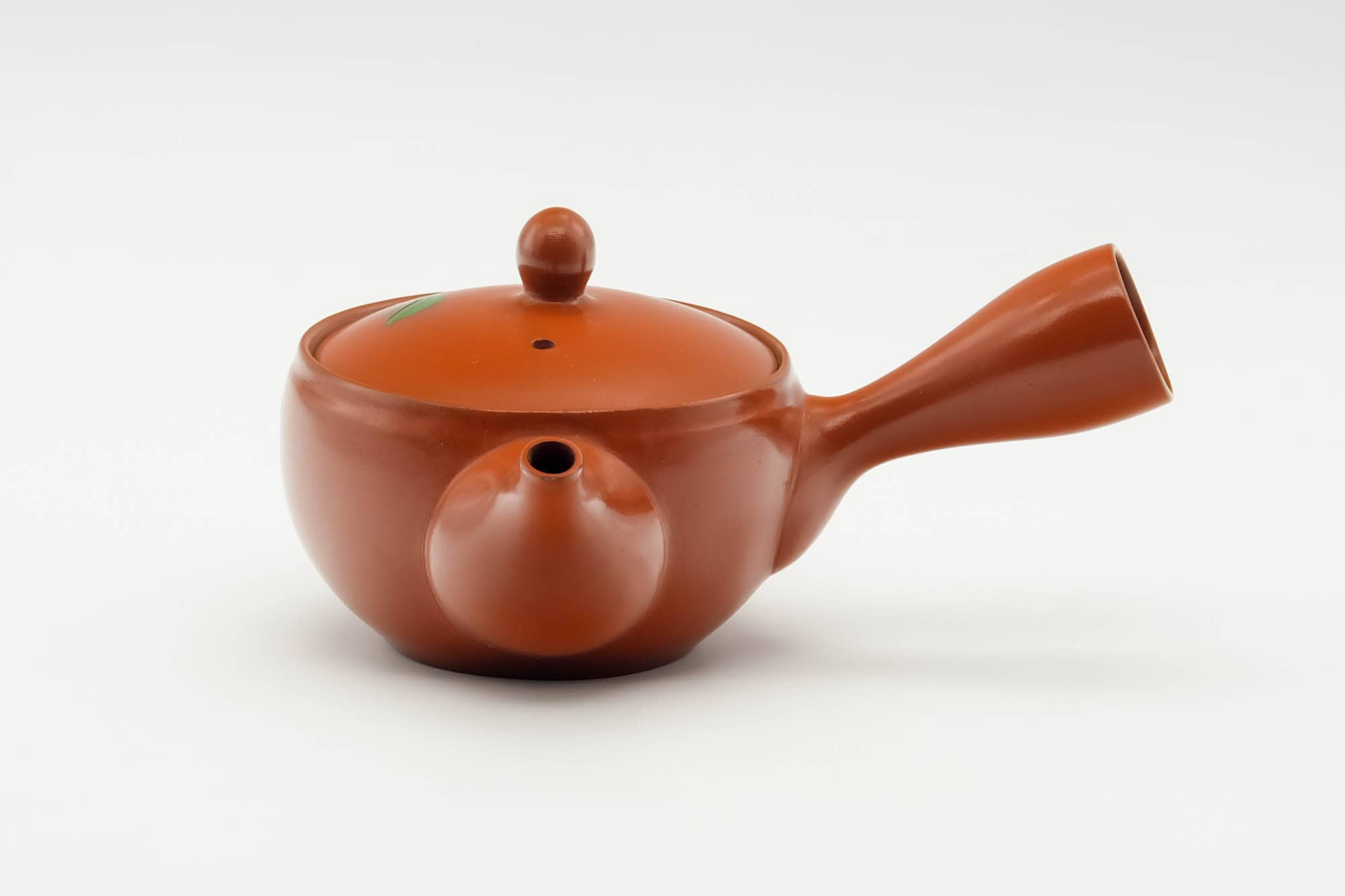 Japanese Kyusu - Floral Painted Red Shudei Tokoname-yaki Mesh Filter Teapot - 150ml