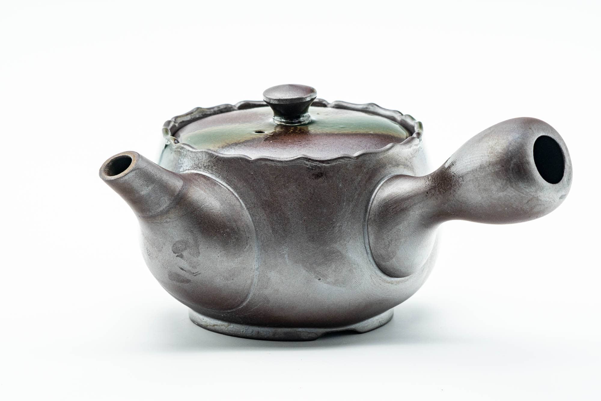 Japanese Kyusu - Green Ash Glazed Banko-yaki Mesh Teapot - 375ml