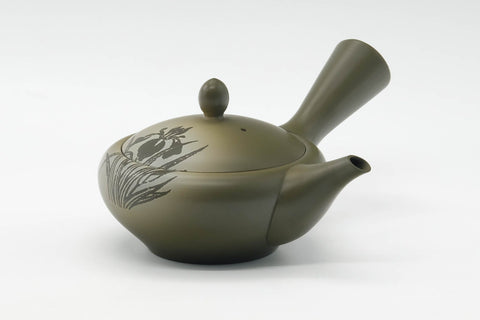 Japanese Kyusu - 高資窯 Takasuke Kiln - Floral Green Ryokudei Tokoname Teapot - 200ml