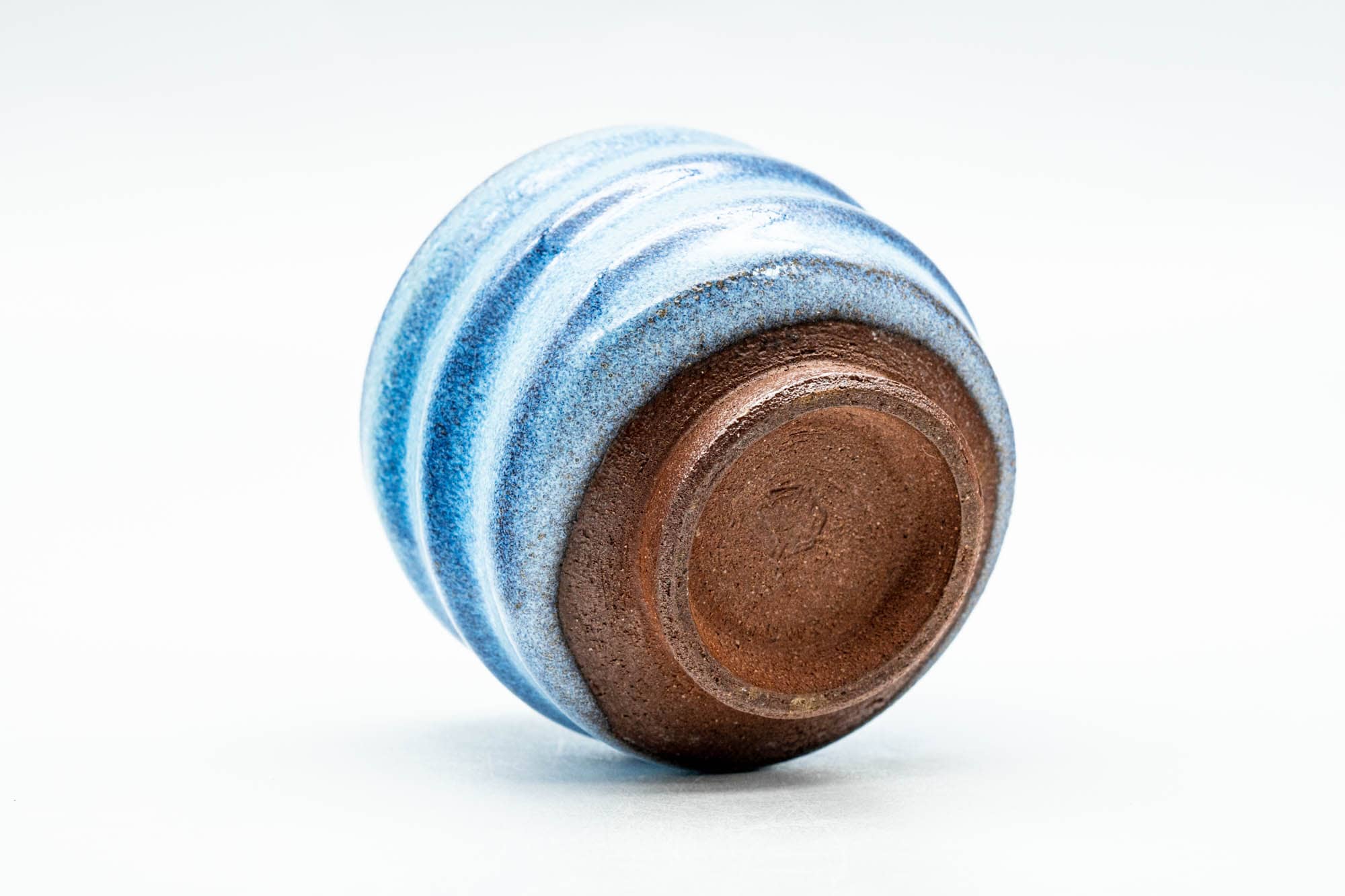 Japanese Teacup - Blue Shino Glazed Spiraling Guinomi - 60ml