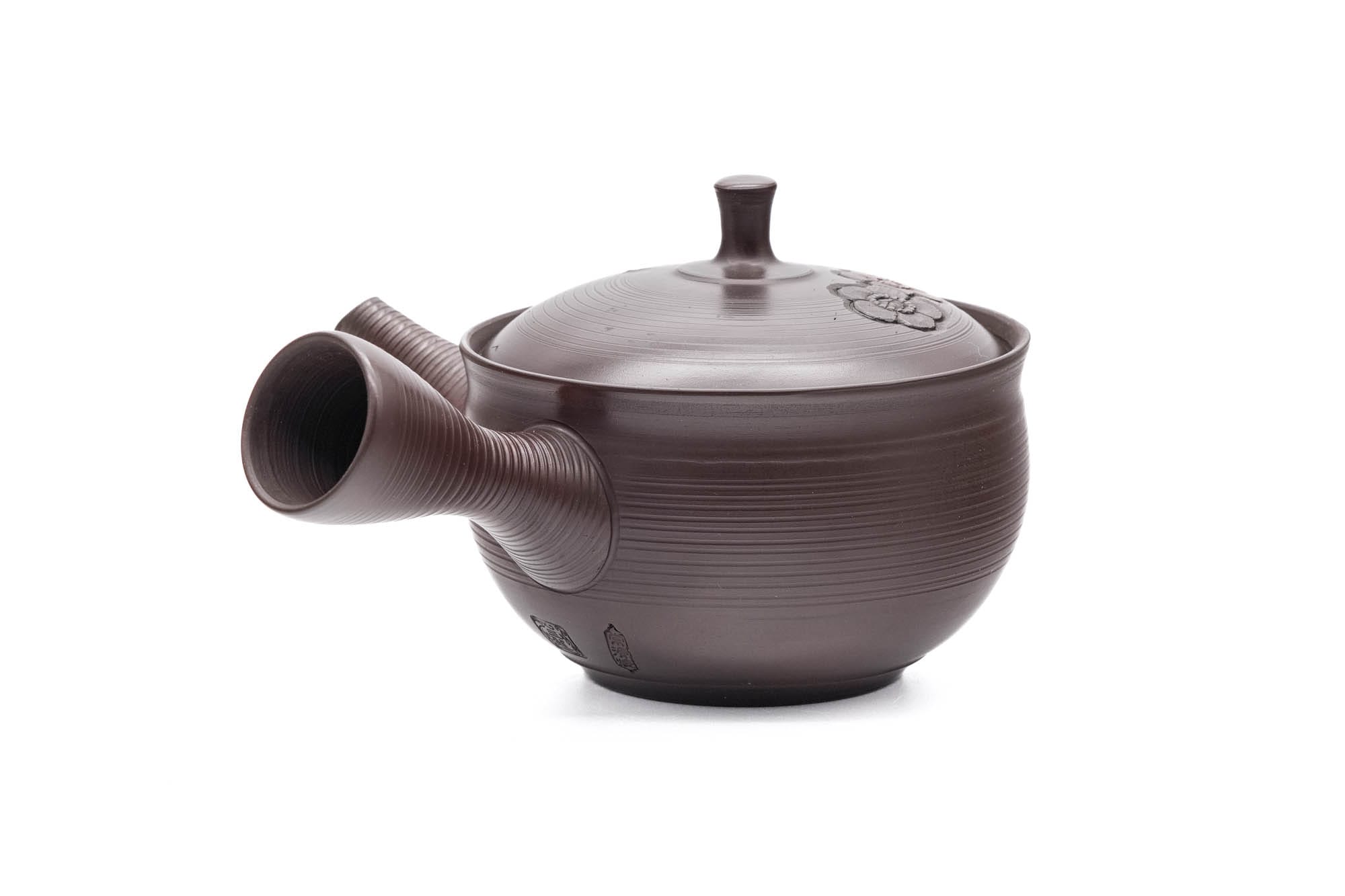 Japanese Kyusu - 玉龍 Gyokuryu Umehara - Brown Yōhen Plum Blossoms Tokoname-yaki Teapot - 200ml