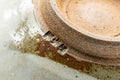 Japanese Matcha Bowl - Spiraling Grey Glazed Chawan - 250ml - close-up of the base and spiral glaze
