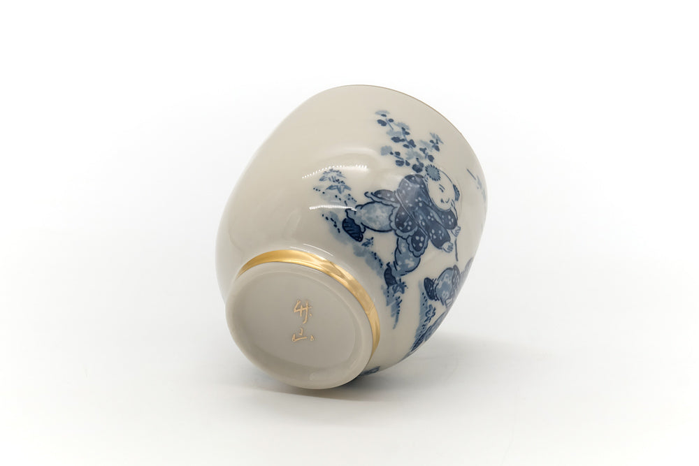 Japanese Teacup - Blue Motif Porcelain Yunomi - 155ml