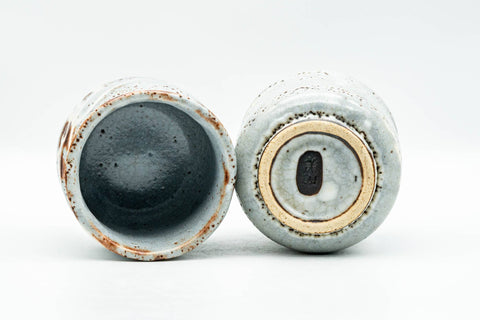 Japanese Teacups - Pair of Blue Shino Glazed Mino-yaki Yunomi - 170ml