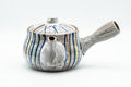 Tezumi — Japanese Kyusu - Brush Glazed Colorful Stripes Debeso Teapot - 250ml — three-quarter view