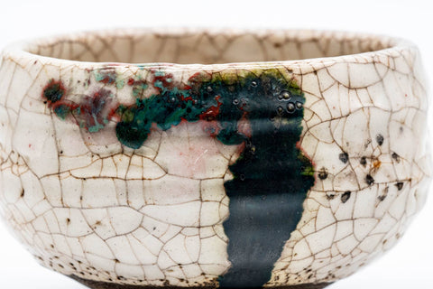 Abstract Crazed Drip Glazed Chawan