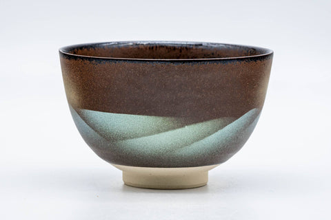 Tezumi — Japanese Matcha Bowl - Gold Blue Mountainous Kutani-yaki Chawan - 300ml — top-down view of the interior