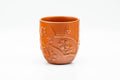 Tezumi — Japanese Teacup - Floral Sculpted Red Shudei Tokoname-yaki Yunomi - 125ml — front view