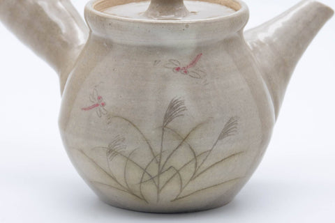 Tezumi — Japanese Kyusu - Floral Beige Glazed Ceramic Filter Teapot - 250ml — closeup of the base