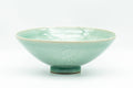 Korean style Goryeo Matcha Bowl - Green Celadon Summer Hira Chawan - 150ml - side view from a rotated angle