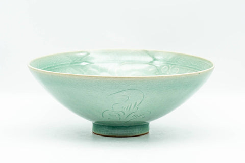 Korean style Goryeo Matcha Bowl - Green Celadon Summer Hira Chawan - 150ml