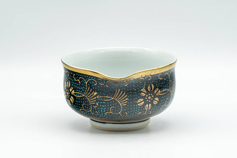 Japanese Katakuchi - 九谷焼 Floral Aochibu Kutani-yaki Porcelain Water Cooler - 110ml - Tezumi