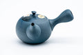 Mogake Seaweed Blue Tokoname Teapot - 200ml - view from the handle side showing the kyusu form