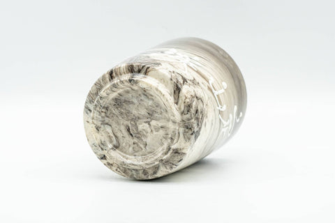 Japanese Teacup - Grey Marbled Kanji Tsutsu-gata Yunomi - 150ml