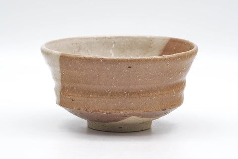 Tezumi — Japanese Matcha Bowl - Floral Beige White Glazed Chawan  - 300ml — three-quarter view