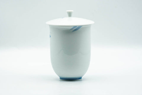 Japanese Teacup - Blue Floral Arita-yaki Lidded Yunomi - 170ml