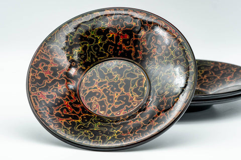 Japanese Chataku - Set of 3 唐塗 Kara-nuri Urushi Lacquerware Tea Saucers - Tezumi
