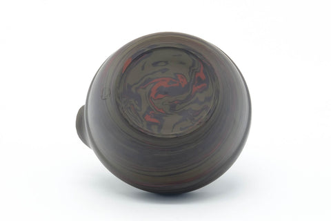 Tezumi — Japanese Katakuchi - Dark Green Nerikomi Handleless Yuzamashi - 205ml — inverted showing the foot ring