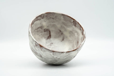 Tezumi — Japanese Matcha Bowl - Milky White Glazed Abstract Chawan - 250ml — three-quarter view