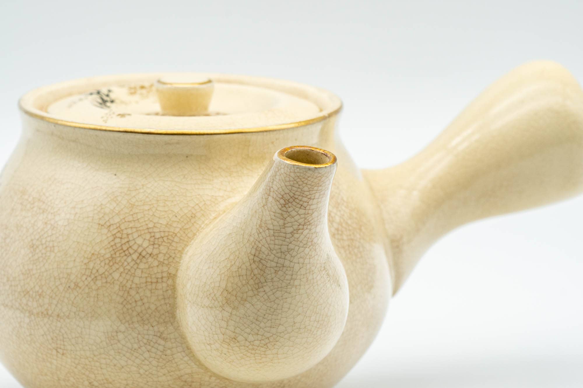 Japanese Kyusu - Bamboo Beige Glazed Debeso Teapot - 350ml - Tezumi
