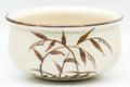 Japanese Kensui - Small Long Grass White Glazed Water Bowl - 300ml - side view showing long-grass brushwork