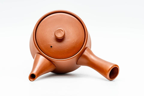 Top-down view showing the lid knob, side handle and round teapot body.