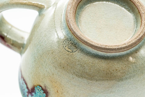 Japanese Teacup - Turquoise Drip-Glazed Agano-yaki Ushirode Yunomi - 120ml