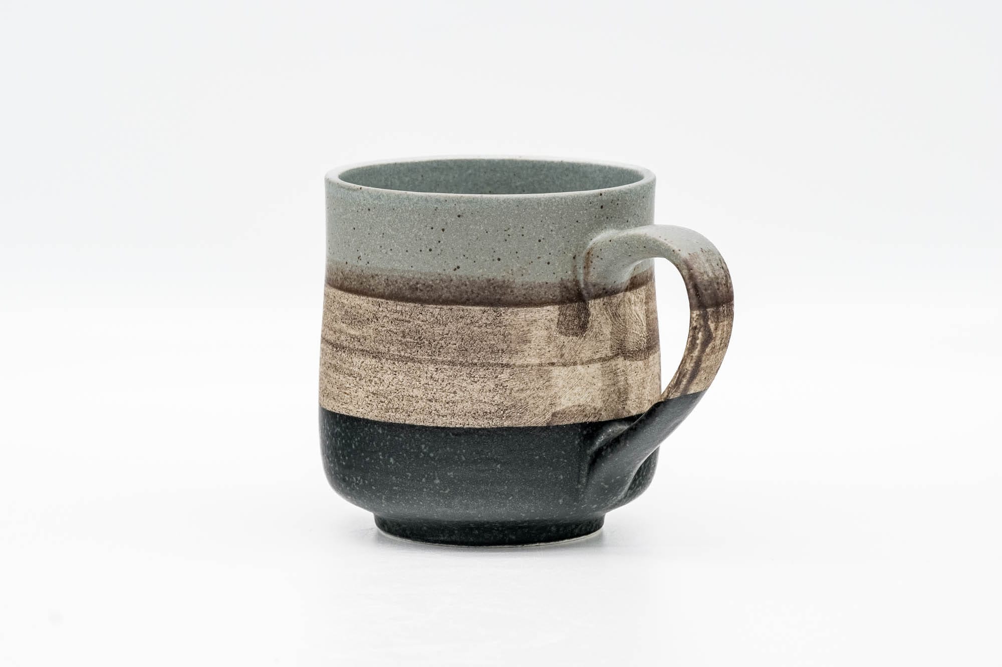 Grey Beige Black Striped Mino-yaki Mug - Thumbnail 3