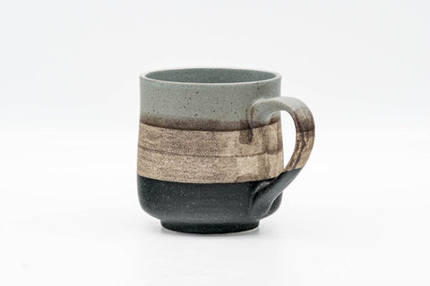 Grey Beige Black Striped Mino-yaki Mug - 280ml