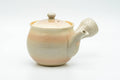 Tezumi — Japanese Kyusu - Beige Pink Glazed Hagi-yaki Do-ake Teapot - 220ml — side view with the lid and side handle