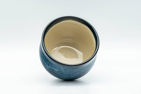 Japanese Teacups - Set of 5 Blue Hare's Fur Glazed Yunomi - 120ml - top view looking into the cup's interior