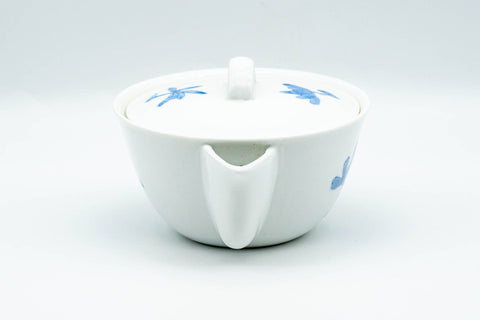 Japanese Houhin - Blue Floral White Porcelain Arita-yaki Do-ake Teapot - 150ml