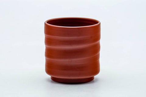 Tezumi — Japanese Teacup - Spiraling Red Shudei Tokoname-yaki Yunomi - 100ml — front view from another angle