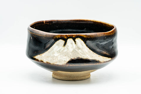 Japanese Matcha Bowl - Black Glazed Mt. Fuji Hantsutsu-gata Chawan - 300ml