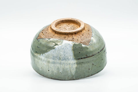 Japanese Matcha Bowl - Sage Green White Drip-Glazed Chawan - 250ml